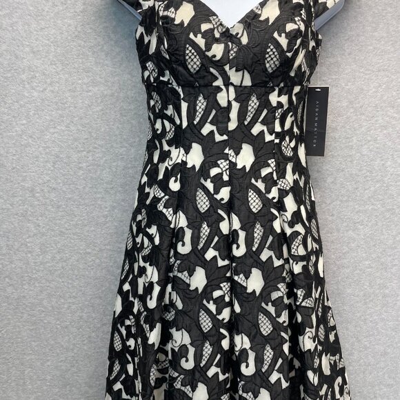 Aidan Mattox Cocktail Dress Womens 4 Black Embroidered Overlay Off Shoulder HOCO - Picture 3 of 16